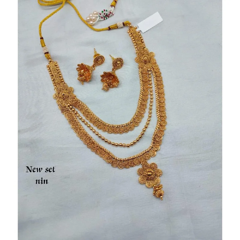 Cord fringe necklaces-Akruti Collection Gold Plated Necklace Set