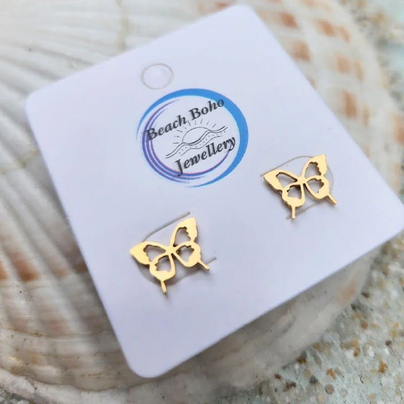 Lily charm earrings-BUTTERFLIES - 18K WATERPROOF STUD EARRINGS