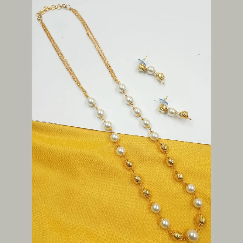 Baroque pearl necklaces-Padmawati Bangles Gold Plated Pearl Necklace Set