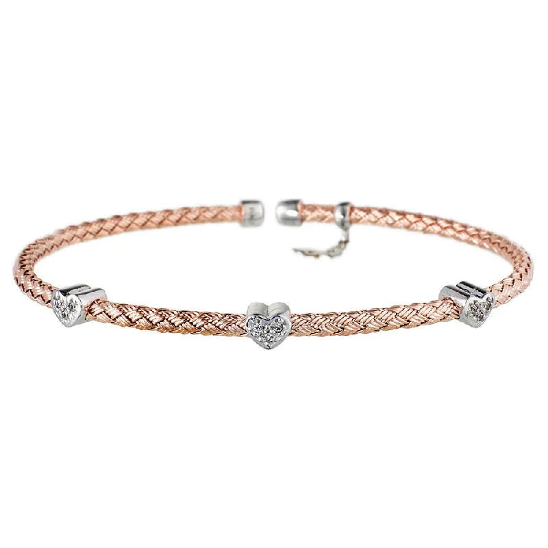 Matte link bangles-Rose Gold Hearts Bracelet