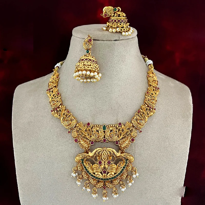 Swirl shape necklaces-Diksha Collection Gold Plated Necklace Set