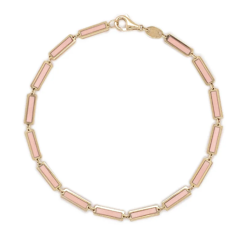 Smooth link bangles-14k Gold & Light Pink Bar Bracelet