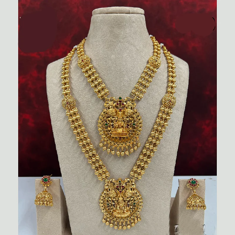 Sleek design necklaces-Diksha Collection Pota Stone Necklace Combo Set