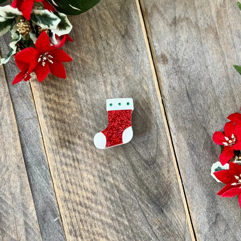 Shiny enamel brooch-Mini Stocking Brooch