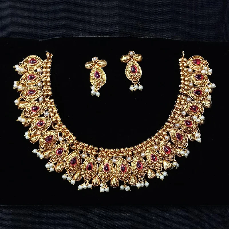 Polished bead necklaces-Manisha Jewellery Gold Plated Necklace Set