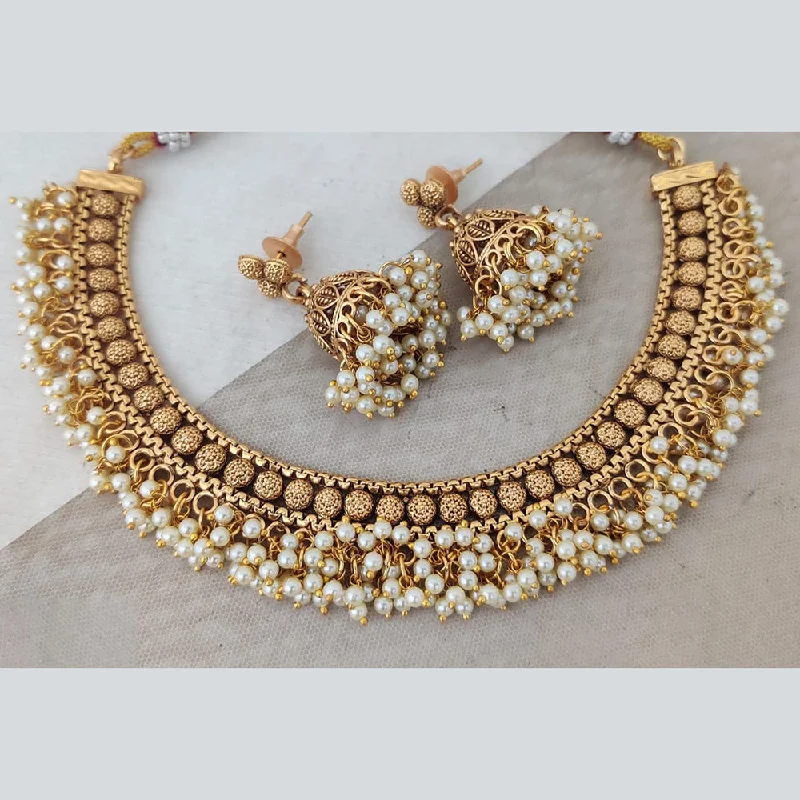 Retro deco necklaces-Rani Sati Jewels Gold Plated Pearl Necklace Set