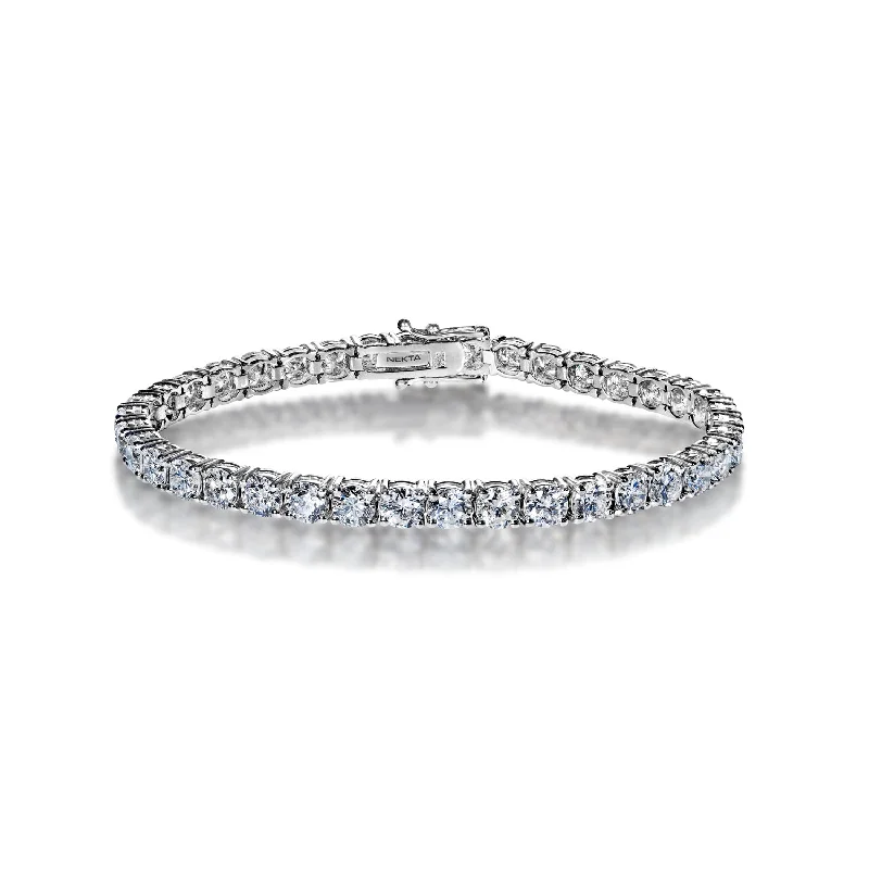 Silk thread bangles-Celeste 13 Carat Round Brilliant Single Row Diamond Bracelet in 14k White Gold