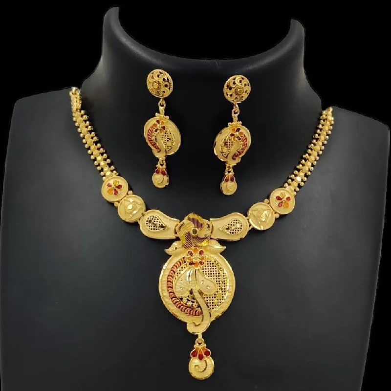 Tide shape necklaces-Pari Art Jewellery Forming Gold Necklace Set