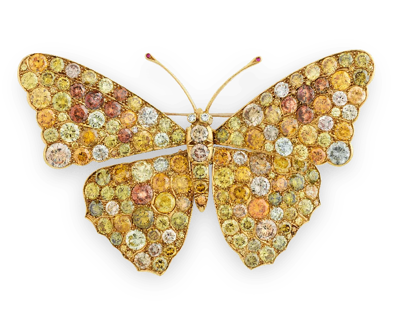 Stone cluster brooch-Diamond Butterfly Brooch