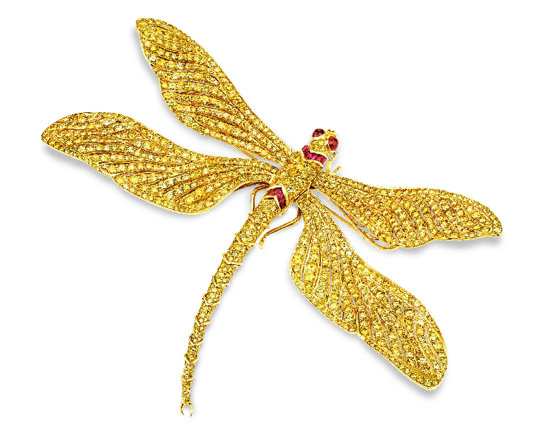 Luxe diamond brooch-Fancy Vivid Yellow Diamond Dragonfly Brooch