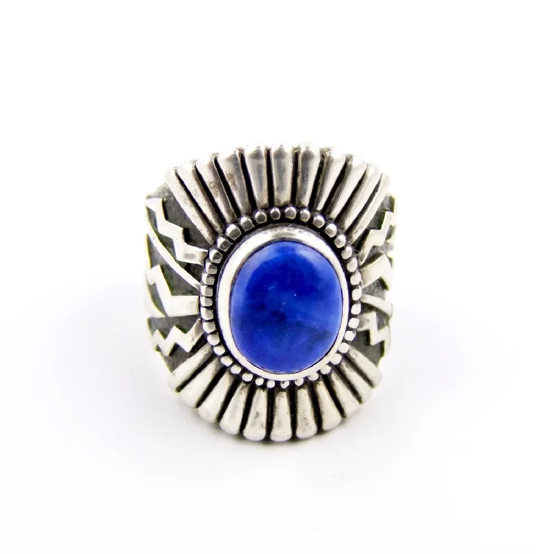 Bamboo motif rings-Lapis Sonoran Sunrise Ring