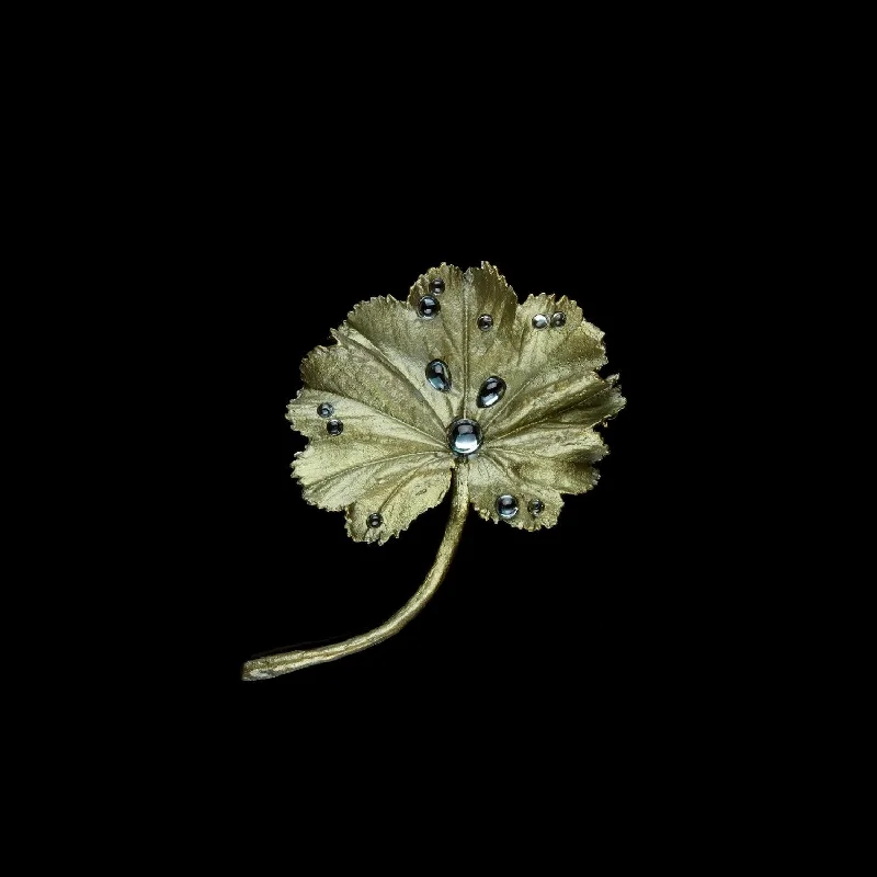 Wide gold brooch-Lady's Mantle Brooch