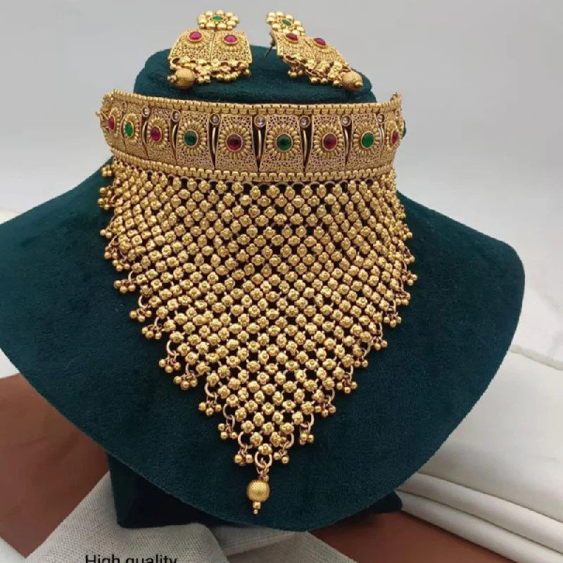 Bali style necklaces-Manisha Jewellery Gold Plated Pota Stone Necklace Set