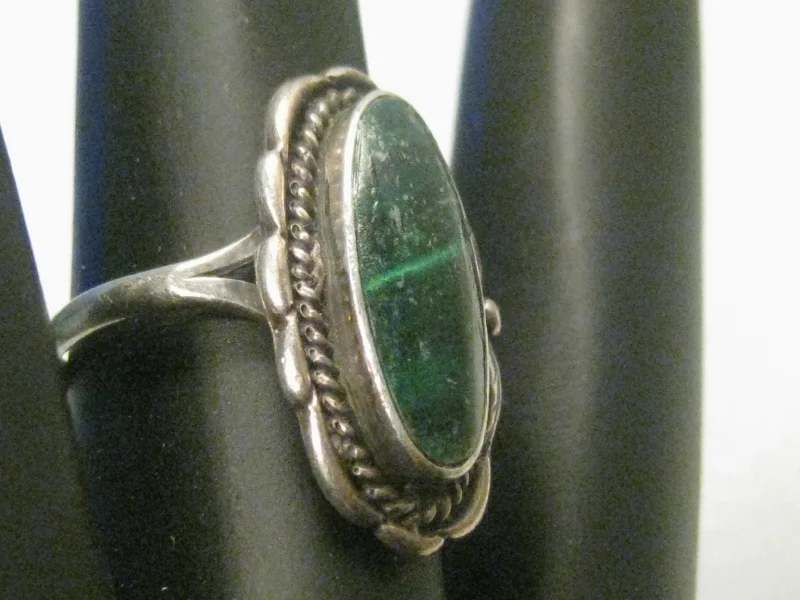 Solid gold rings-Vintage Southwestern Sterling Malachite Ring, Sz. 6.5, 4.77 gr., 1970's