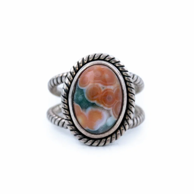 Matte band rings-Persimmon Ocean Jasper Ring