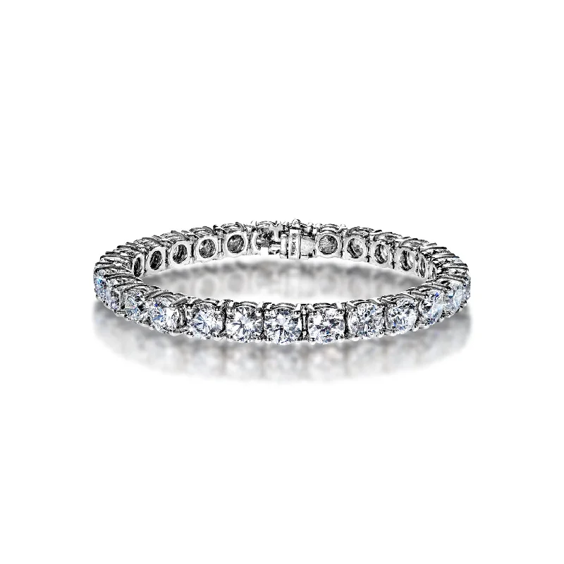 Small stack bangles-Tatum 27 Carat Round Brilliant Diamond Tennis Bracelet 1 carat each in 14k White Gold CLARITY ENHANCED