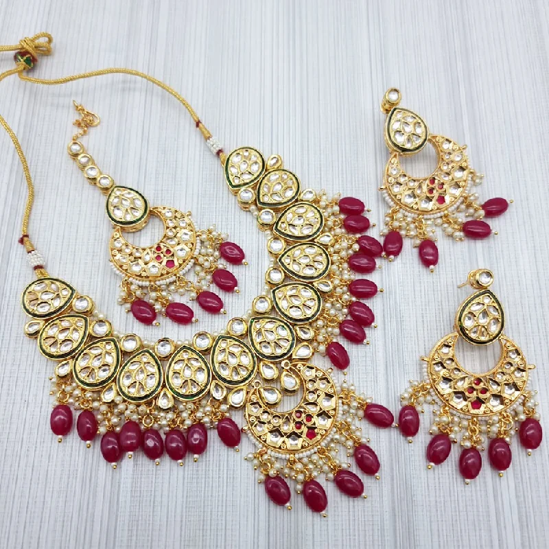 Solid pearl necklaces-JCM Gold Plated Kundan Necklace Set