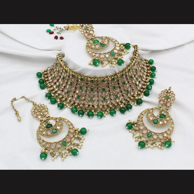 Spinel necklaces-Manisha Jewellery  Gold Plated Crystal Stone Necklace Set