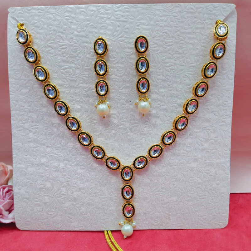 Offset design necklaces-Manisha Jewellery Gold Plated Kundan Necklace Set