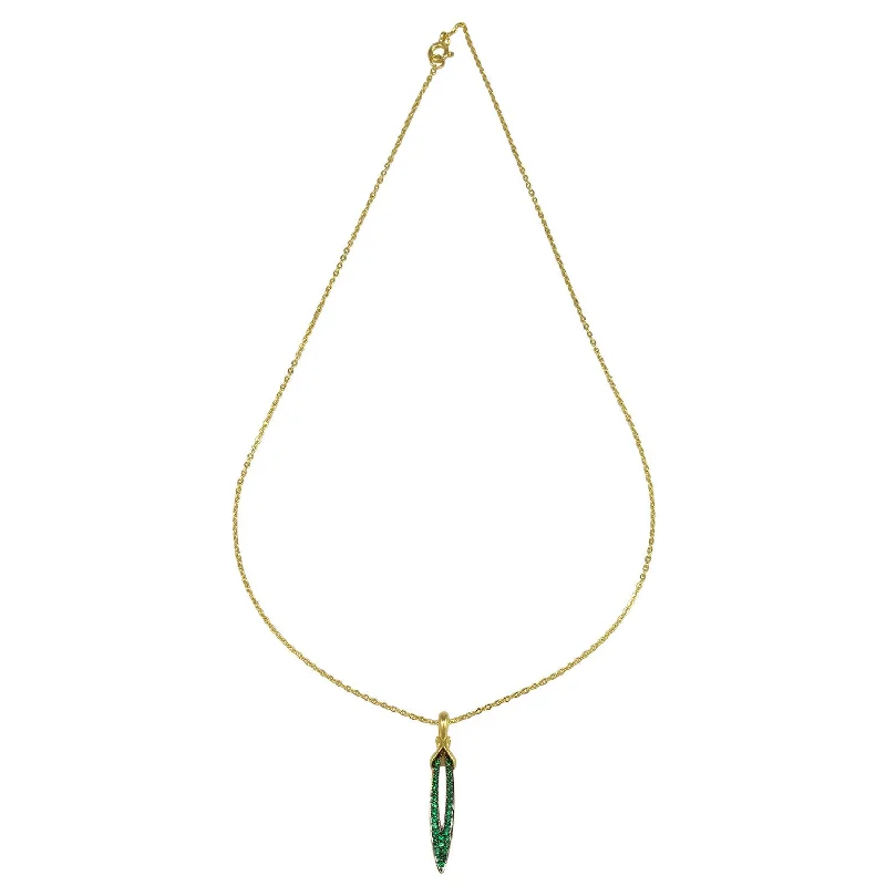 Chunky gem necklaces-Stiletto Pavé Pendant - 18K Gold Vermeil + CZ Vert