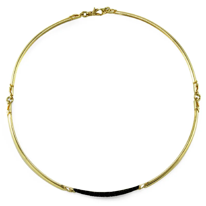 Low bar necklaces-Crescent Pavé Choker - 18K Gold Vermeil + CZ Noir