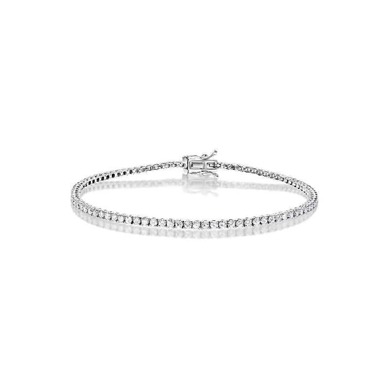 Layered chain bangles-Calliope Whisper Thin 1.50 Carat Round Brilliant Single Row Diamond Tennis Bracelet in 14k White Gold