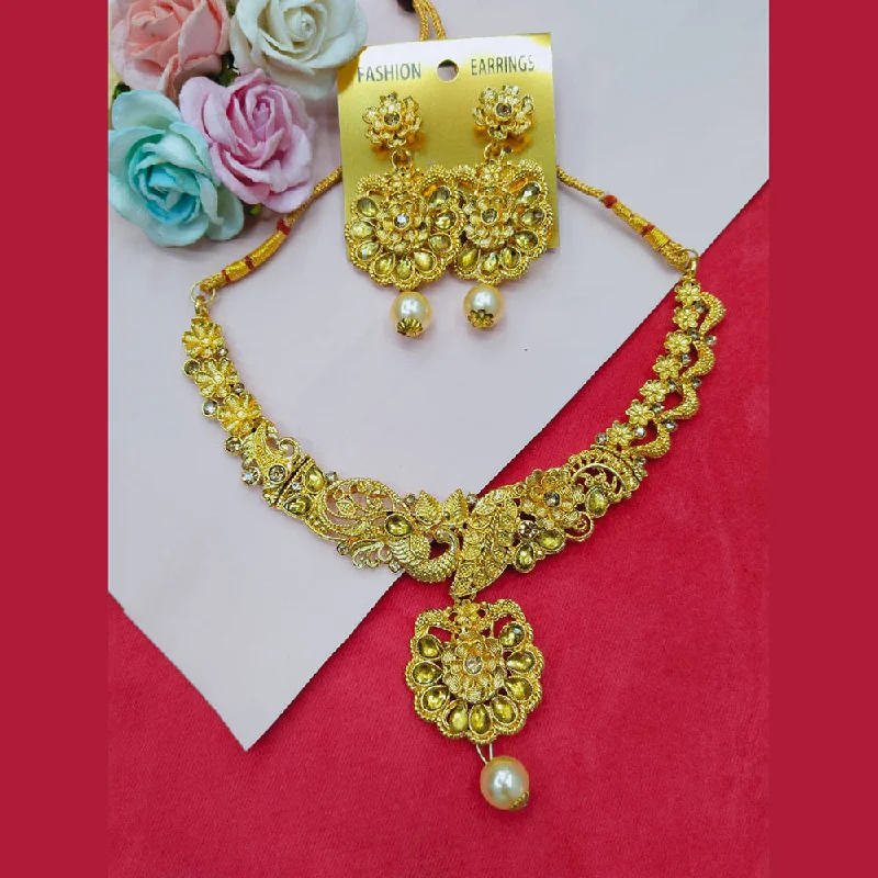 Bead weave necklaces-Manisha Jewellery  Gold Plated Crystal Stone Necklace Set