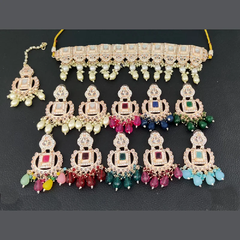 Loop knot necklaces-Rani Sati Jewels Gold Plated Necklace Set