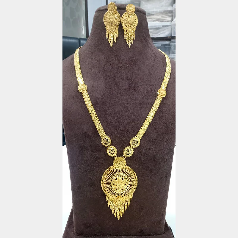 Fiber fringe necklaces-Sunrise Gold  Forming  Long Necklace Set