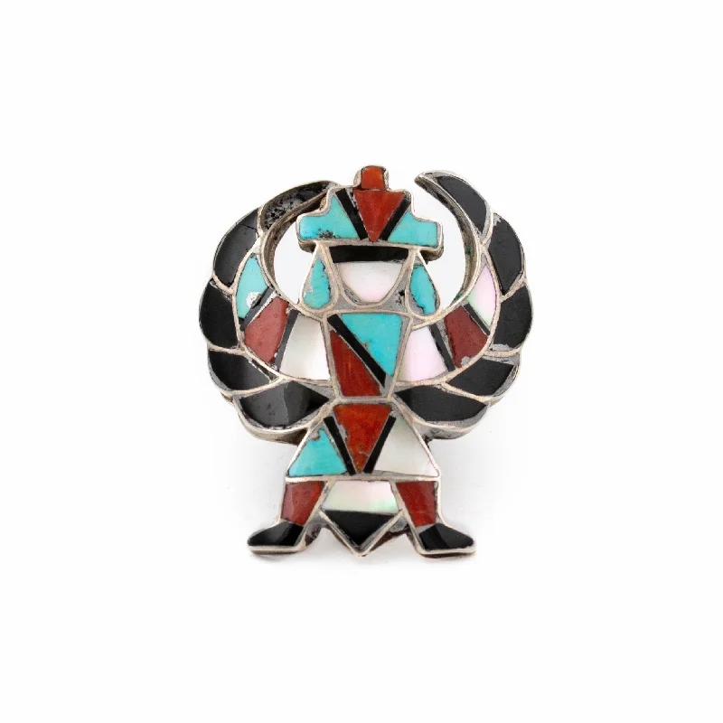 Round gem rings-Inlay Harpy Zuni Ring