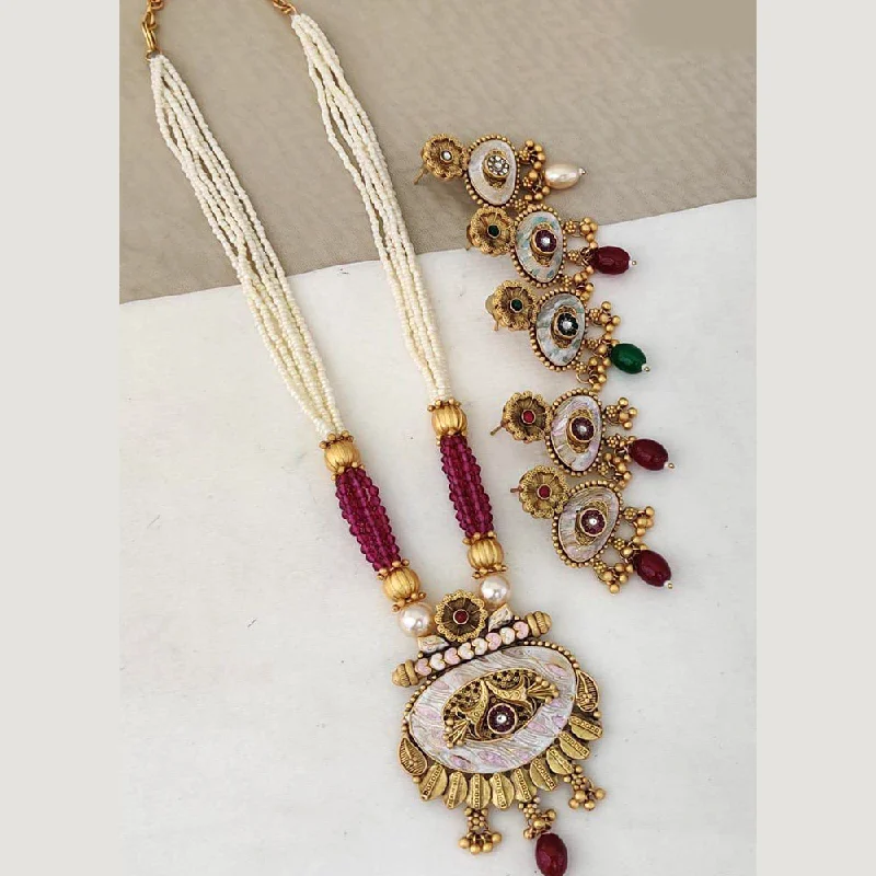 Radiant star necklaces-Rani Sati Jewels Gold Plated Necklace Set