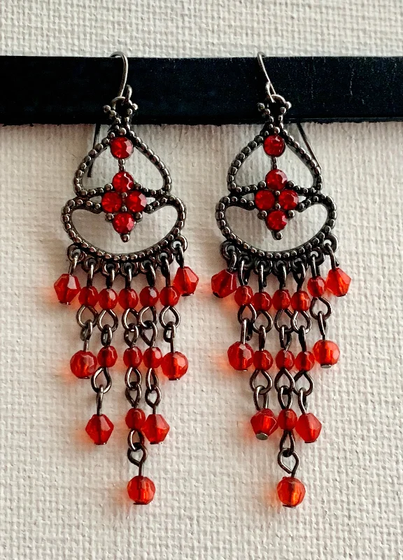 Fine bead earrings-Rocio Handmade Beaded Chandelier Earrings