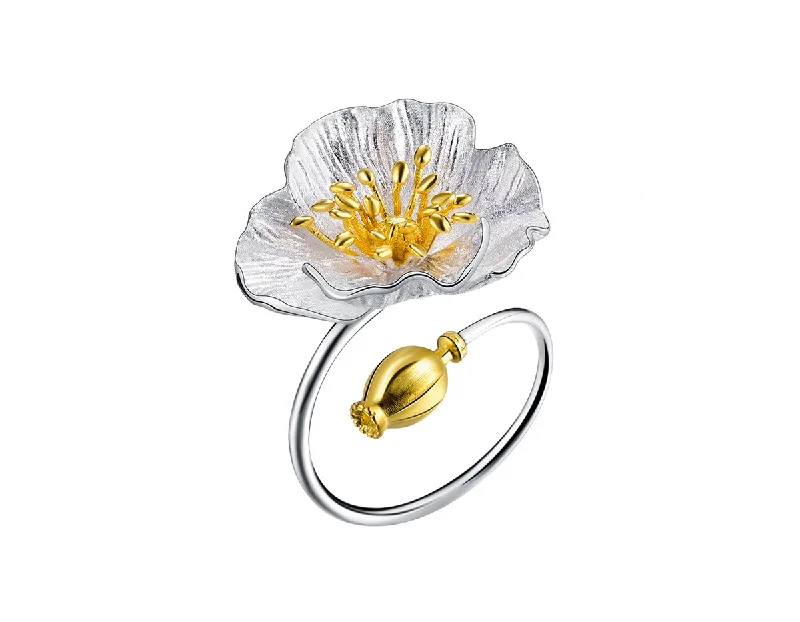 Surf theme rings-Blooming Poppies Ring