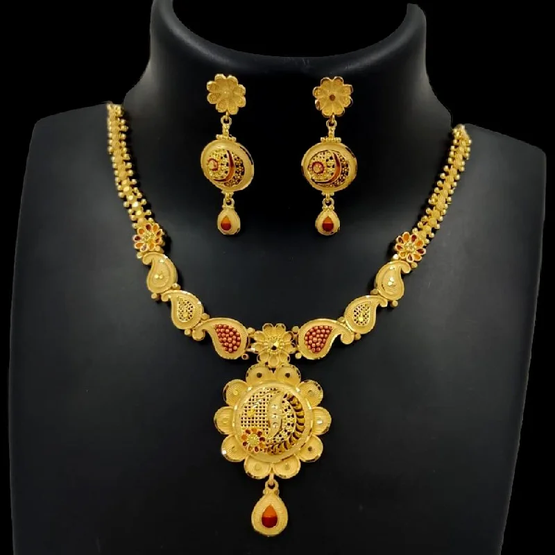 Elastic thread necklaces-Pari Art Jewellery Forming Gold Necklace Set