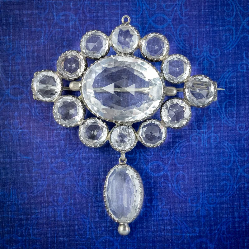 Flow style brooch-Antique Victorian Rock Crystal Brooch Silver Circa 1880