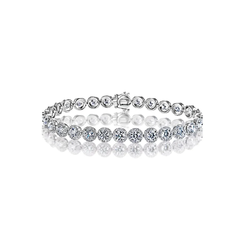 Polished word bangles-Lilla 8 Carats Round Brilliant Lab-Grown Diamond Tennis Bracelet in 18K White Gold