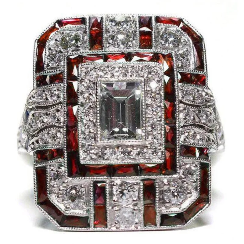 Open frame rings-Harlow- the 1930s Inspired Art Deco Rhinestone Ring 5 Color Ways