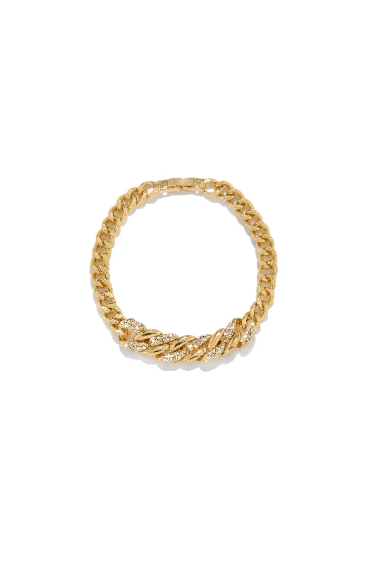 Oval charm bangles-Jelisa Embellished Bracelet - Gold