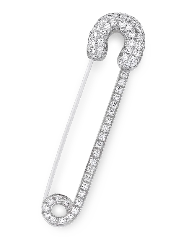 Fiber edge brooch-Diamond Safety Pin Brooch, 2.08 Carats