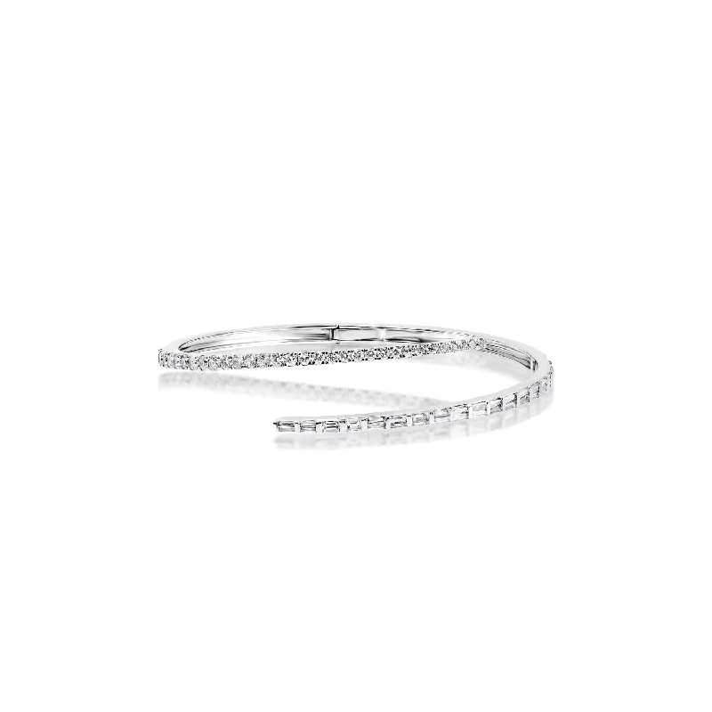 Alloy metal bangles-Mack 3 Carat Combine Mix Shape Diamond Bangle Bracelet in 14k White Gold