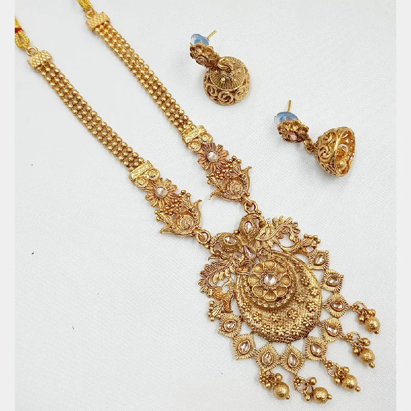 Regal diamond necklaces-Padmawati Bangles Gold Plated Pota Stone Necklace Set