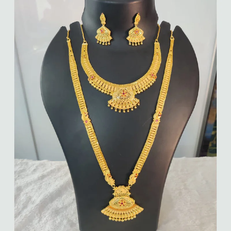 Woven cord necklaces-Pari Art Jewellery Forming Gold Double Necklace Set