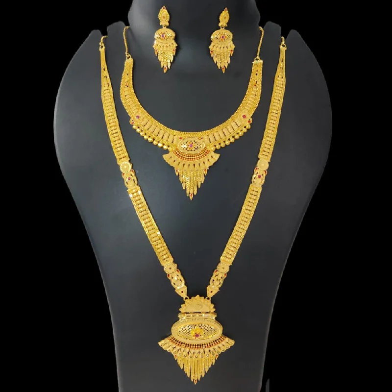 Bold art necklaces-Pari Art Jewellery Forming Gold Double Necklace Set