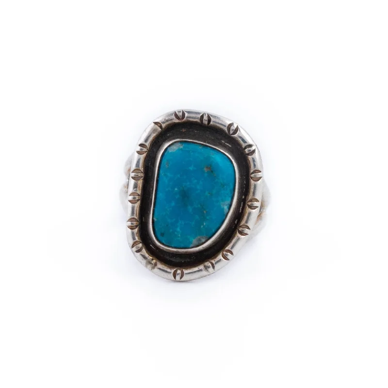 Gem stack rings-Blue Turquoise Shadowbox Ring