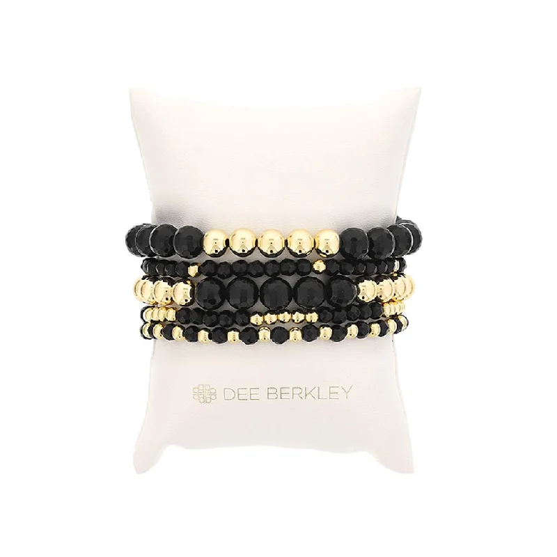 Cool wood bangles-Dee Berkley 'The Favorite' Black Agate Stackable Bracelet Set