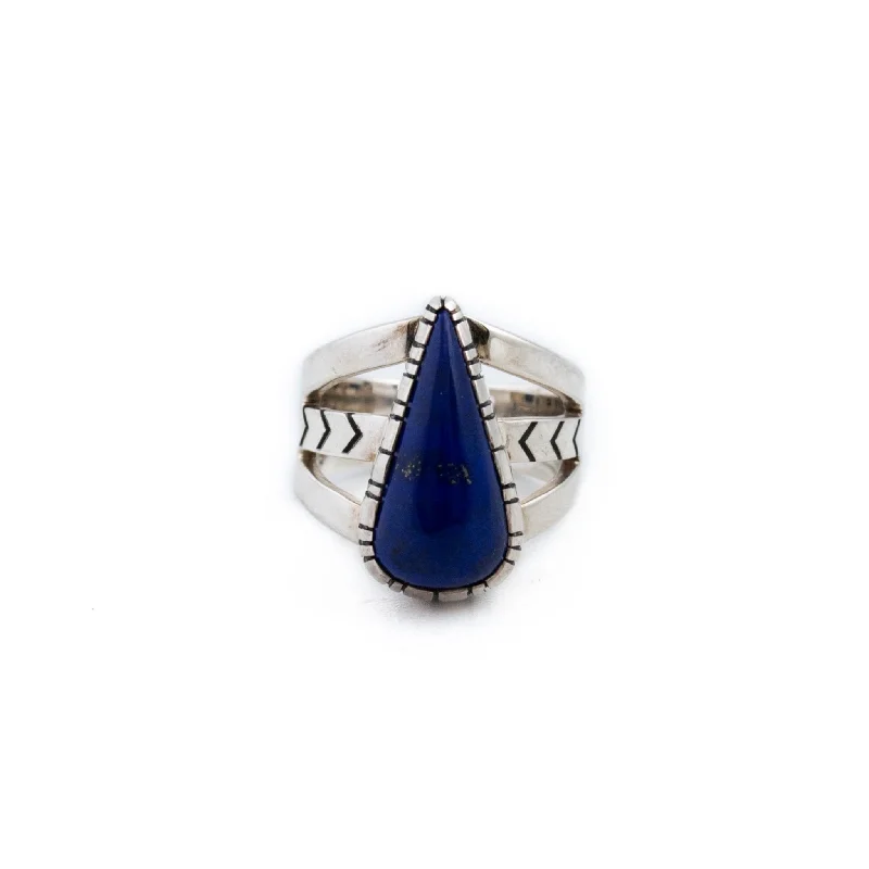 Small flower rings-Small Teardrop Lapis Ring