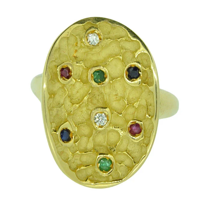 Vibrant enamel rings-Gem Set Abstract Ring