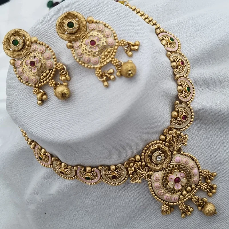 Light bead necklaces-Lucentarts Jewellery Gold Plated Meenakari Necklace Set