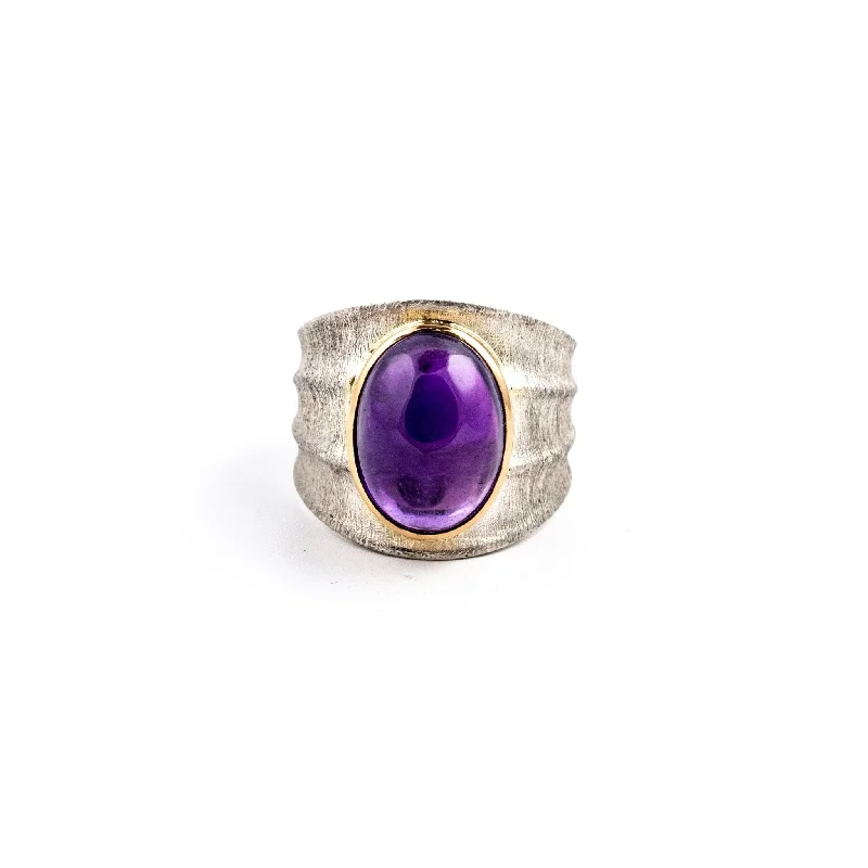 Bead row rings-Amethyst Bamboo Ring