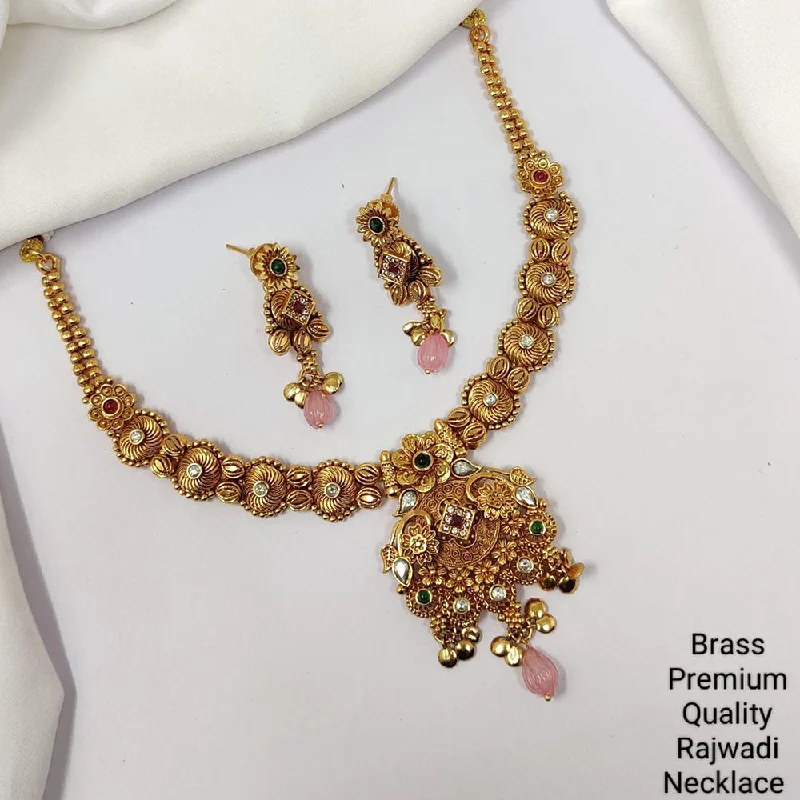 Old style necklaces-Manisha Jewellery Gold Plated Pota Stone Necklace Set